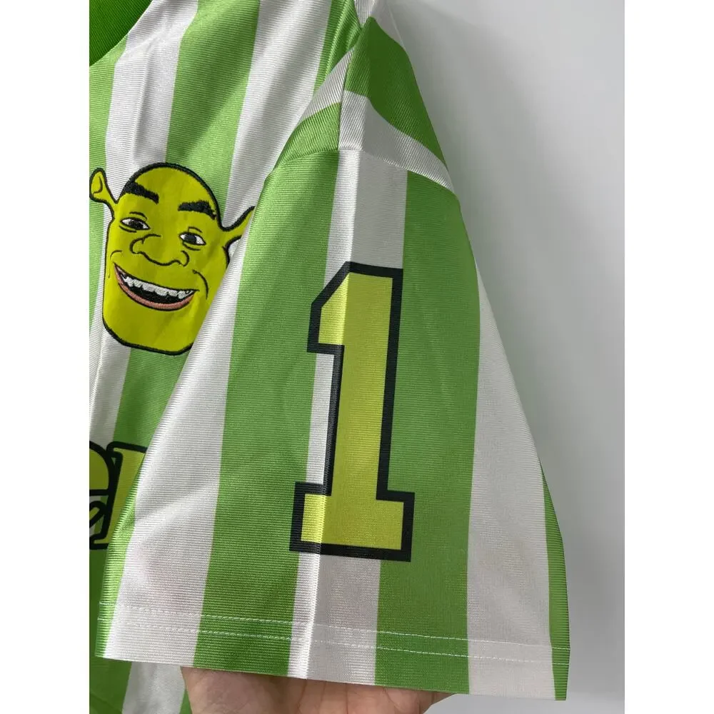 Shrek Soccer Jersey Shirt Mens Large Green White Striped VNeck DreamWorks NEW - Picture 11 of 16